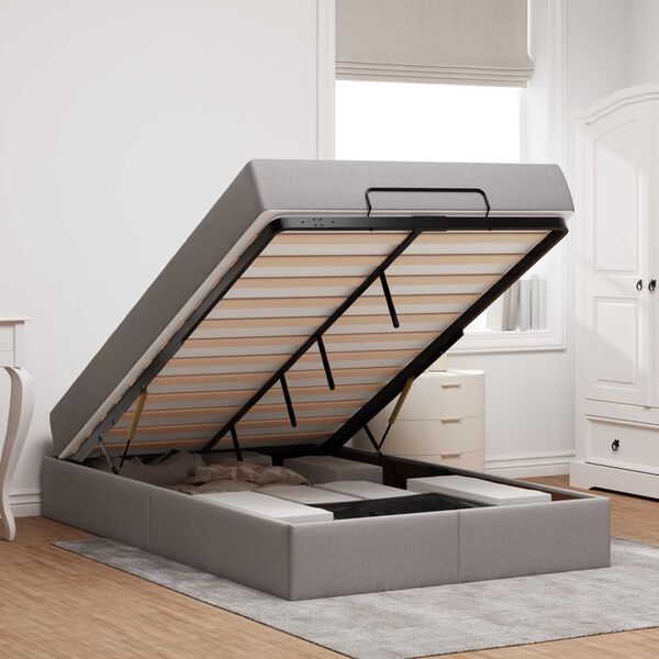 vidaXL Bettgestell mit Matratze mit Matratze 2 pcs Taupe Stoff