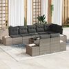 vidaXL Garten-Sofa-Set mit Kissen mit Speicher 9 pcs Grau Poly-Rattan