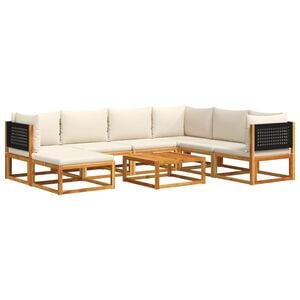 vidaXL 8-tlg. Gartensofa-Set mit Kissen Holz Akazie & Rattan