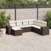 vidaXL 7-tlg. Garten-Sofagarnitur mit Kissen Braun Poly Rattan