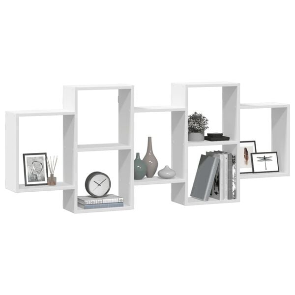 vidaXL Wandregal Wei&szlig; 159x18x65 cm Holzwerkstoff