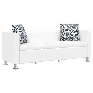 vidaXL Sofa 3-Sitzer Kunstleder Wei&szlig;
