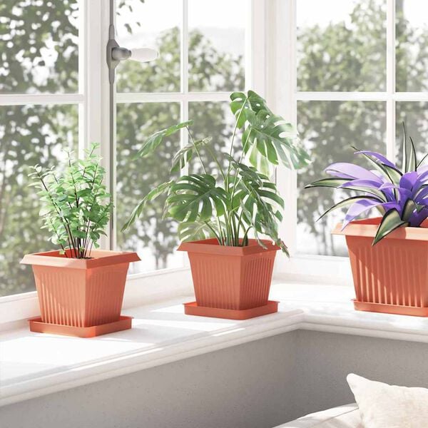 vidaXL Quadratischer Blumentopf 6 pcs Ziegelrot 43 x 43 x 33,5 cm