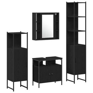 vidaXL Badezimmerm&ouml;bel-Set 4 stk. Schwarz Eichen-Optik