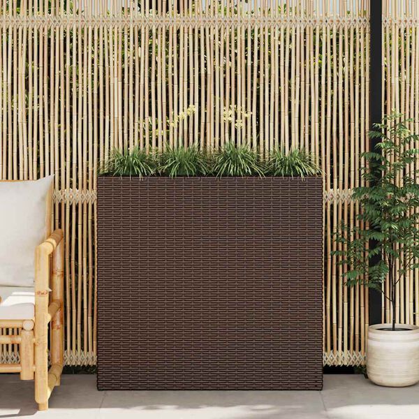 vidaXL Garten-Hochbeet mit 4 Töpfen Poly Rattan Braun