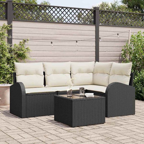 vidaXL Gartensofa-set 5 pcs Schwarz Poly-Rattan