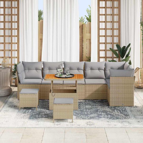 vidaXL Gartensofa-set 8 pcs Beige Poly-Rattan