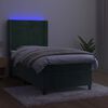 vidaXL Boxspringbett mit Matratze & LED Dunkelgr&uuml;n 100x200 cm Samt