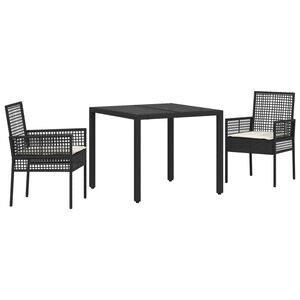 vidaXL Garten Essgruppe 3 pcs Hellgrau Poly-Rattan