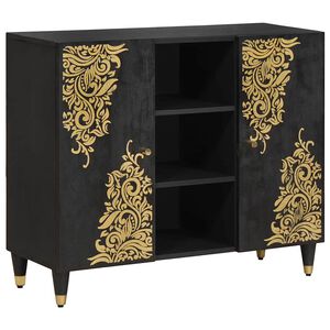 vidaXL Sideboard Schwarz 90 x 33 x 75 cm Massivholz Mango