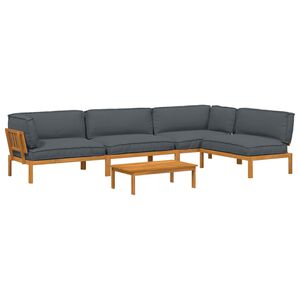 vidaXL Sofa Set mit Kissen Uni 5 pcs Anthrazit Massivholz Akazie