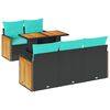 vidaXL 6-teiliges Gartensofa-Set mit Kissen, schwarz, Polyrattan, Akazie