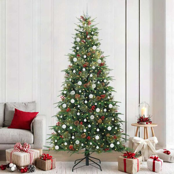 vidaXL K&uuml;nstlicher klappbarer Weihnachtsbaum Gr&uuml;n 240 cm PE und PVC