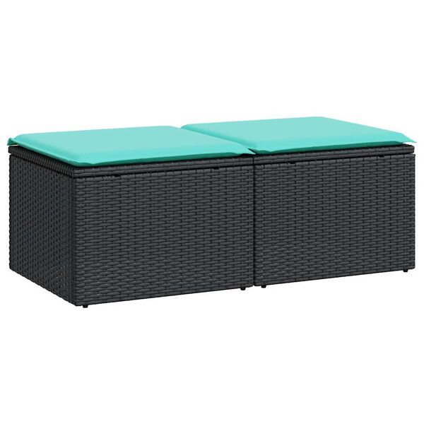 vidaXL 2-tlg. Garten-Sofagarnitur mit Kissen Schwarz Poly Rattan