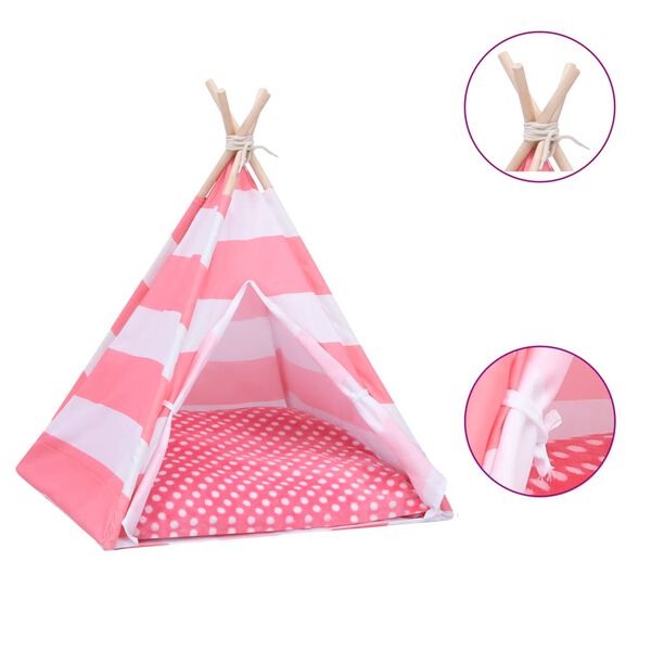 vidaXL Katzen-Tipi-Zelt mit Tasche Pfirsichhaut Gestreift 60x60x70 cm