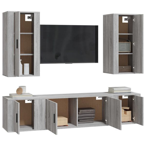 vidaXL 5-tlg. TV-Schrank-Set Grau Sonoma Holzwerkstoff
