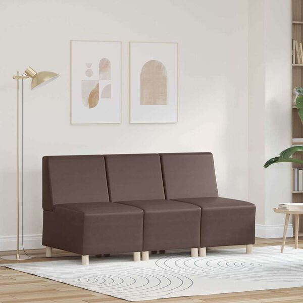 vidaXL Modulares Armfreies Sofa 3 pcs Braun 55 x 74 x 82 cm Kunstleder