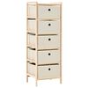 vidaXL Korb-Kommode mit 5 Stoffk&ouml;rben Zedernholz Beige