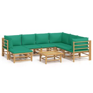 vidaXL 8-tlg. Garten-Lounge-Set mit Gr&uuml;nen Kissen Bambus