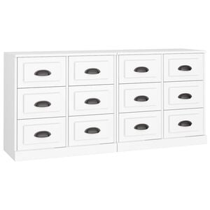 vidaXL Sideboards 2 Stk. Wei&szlig; Holzwerkstoff