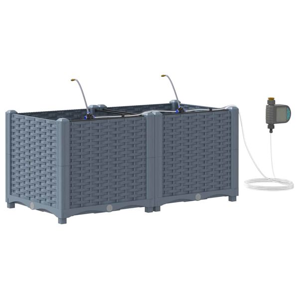 vidaXL Garten-Pflanzgef&auml;&szlig; 2 pcs Hellgrau Stahl