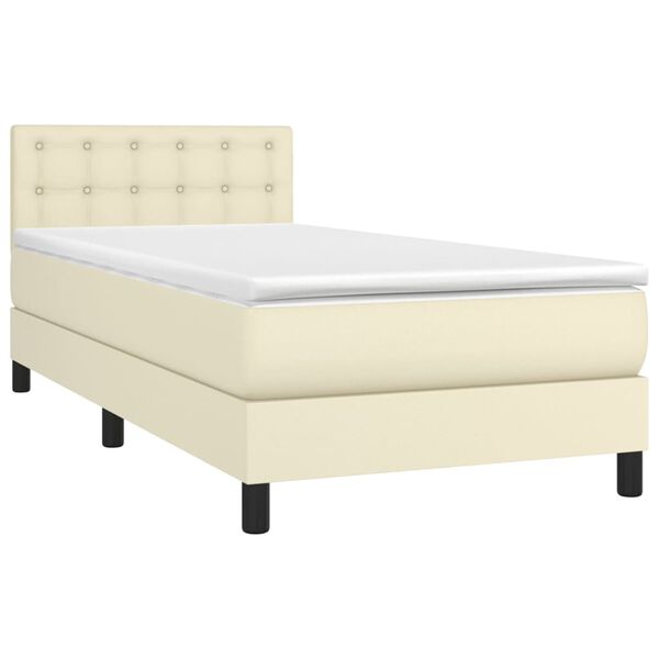vidaXL Boxspringbett mit Matratze Creme 80x200 cm Kunstleder