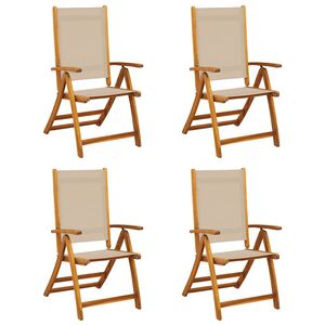 vidaXL Klappst&uuml;hle, 4 St&uuml;ck, Massivholz Akazie und Textilene