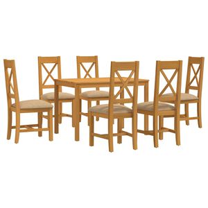 vidaXL Essgruppe 7 stk. Beige Massivholz Eiche