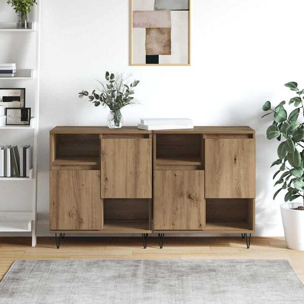 vidaXL Sideboard 2 pcs Artisan-Eiche 60 x 35 x 70 cm