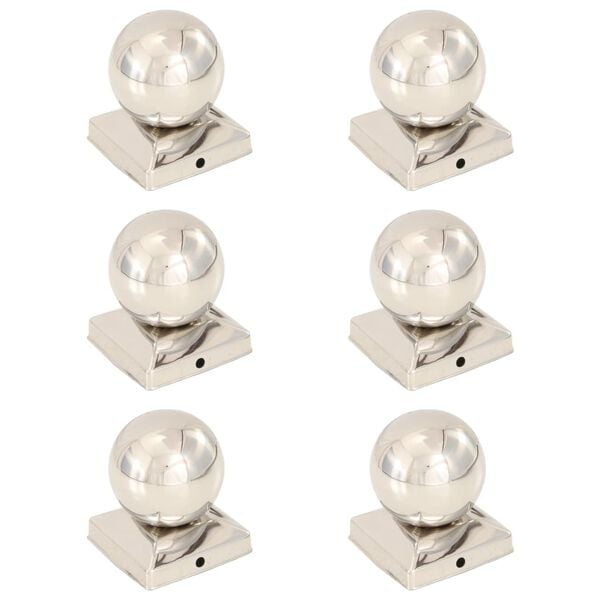 vidaXL Pfostenkappen 6 Stk. Kugelform Edelstahl 81 x 81 mm