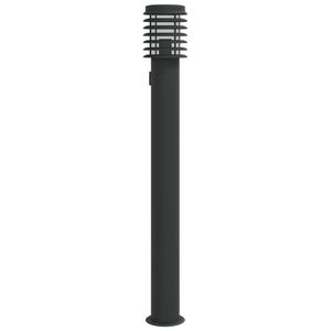 vidaXL Wegeleuchte mit Steckdose Schwarz 110 cm Edelstahl