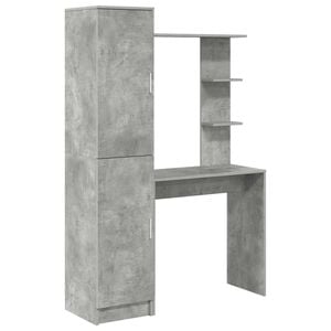 vidaXL Schreibtisch mit Regal mit Speicher mit T&uuml;r 2 Stk. Betongrau