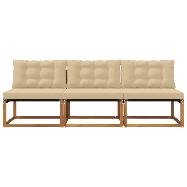 vidaXL 3 St&uuml;ck Outdoor Mittelsofa Massivholz Akazie Natur