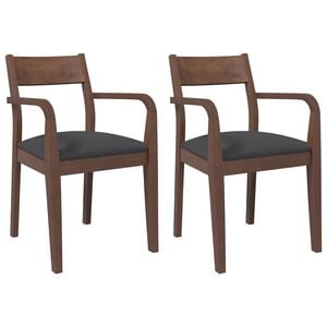 vidaXL Esszimmerst&uuml;hle mit Kissen 2 Stk. Braun Massivholz Gummibaum