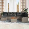 vidaXL Garten-Sofa-Set mit Kissen mit Speicher 9 pcs Grau Poly Rattan