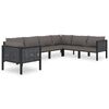 vidaXL 7-tlg. Garten-Lounge-Set mit Auflagen Poly Rattan Anthrazit