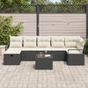 vidaXL Sofa Set mit Kissen 8 pcs Schwarz und Creme Poly-Rattan