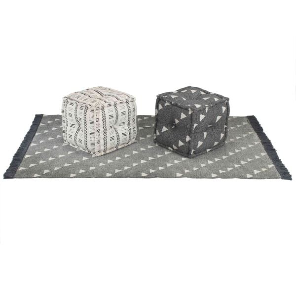 vidaXL Pouffes Geometrisch Grau und Wei&szlig; 40 x 40 x 40 cm Stoff