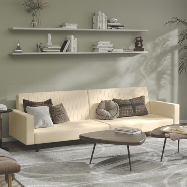 vidaXL Schlafsofa 2-Sitzer Creme Samt