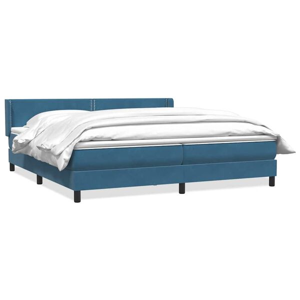 vidaXL Boxspringbett mit Matratze Dunkelblau 180x210 cm Samt
