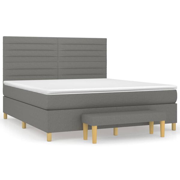 vidaXL Boxspringbett mit Matratze Dunkelgrau 160x200 cm Stoff