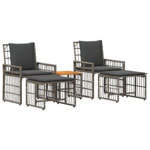 vidaXL Gartenm&ouml;bel Set 5 stk. Schwarz und Dunkelgrau
