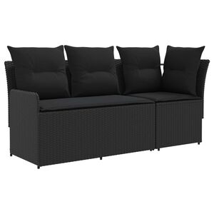 vidaXL Gartenarmsessel mit Ecksofa 2 St&uuml;ck Schwarz PE-Rattan