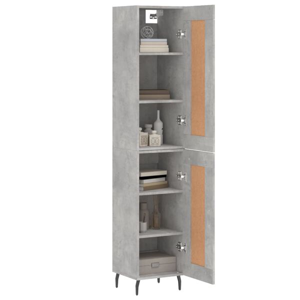 vidaXL Highboard Betongrau 34,5x34x180 cm Holzwerkstoff