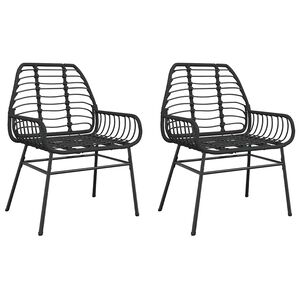 vidaXL Gartenst&uuml;hle 2 Stk. Schwarz Poly Rattan