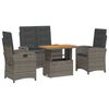 vidaXL 4-tlg. Garten-Essgruppe mit Kissen Grau Poly Rattan