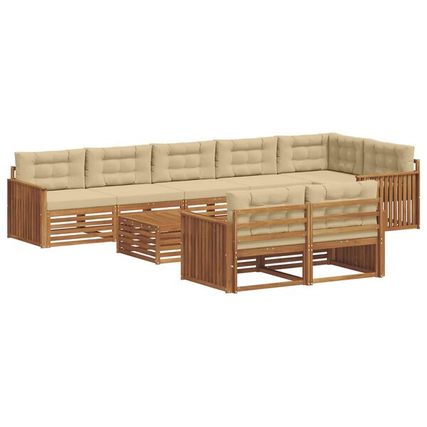 vidaXL Outdoor-Sofagarnitur mit Kissen 9 pcs Natur und Beige