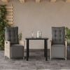 vidaXL 3-tlg. Garten-Essgruppe mit Kissen Hellgrau Poly Rattan