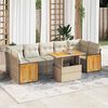 vidaXL 8-tlg. Garten-Sofagarnitur mit Kissen Beige Poly Rattan Akazie