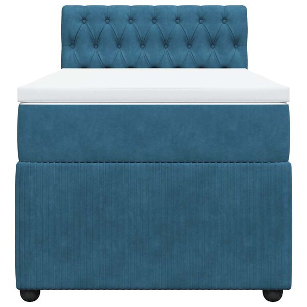 vidaXL Boxspringbett mit Matratze Blau 90x200 cm Samt